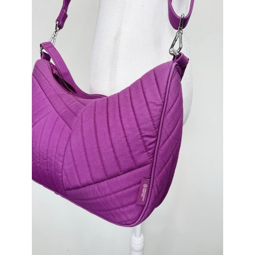 VERA BRADLEY Fannie Crescent Crossbody Bag Raspberry Quilted Recycled Cotton